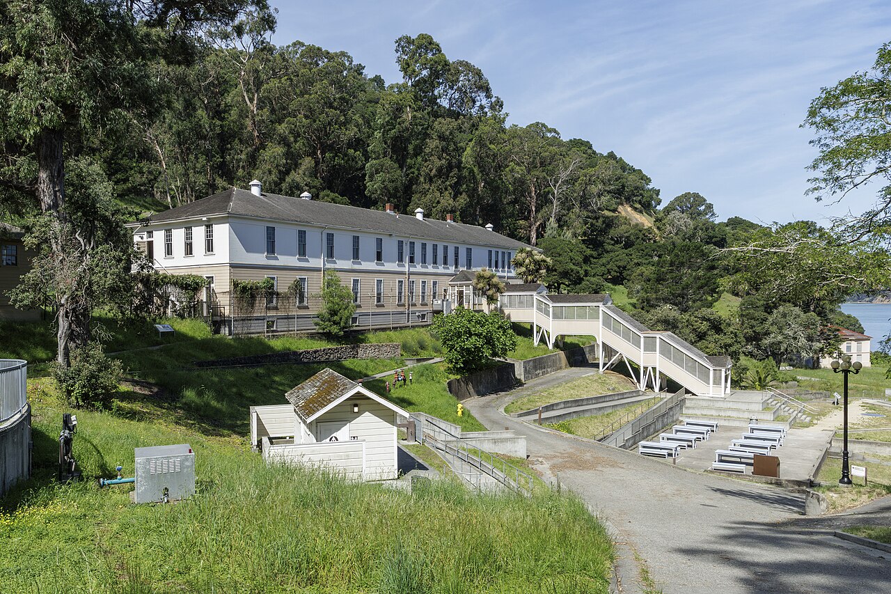 The preserved wooden detention barracks building at the Angel Island Immigration Station in San Francisco Bay, photographed in the present day