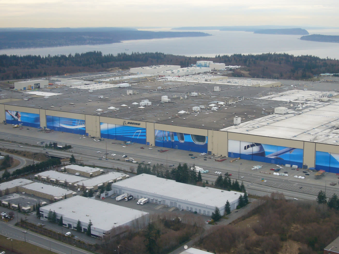 The Boeing Everett factory, one of the largest buildings in the world