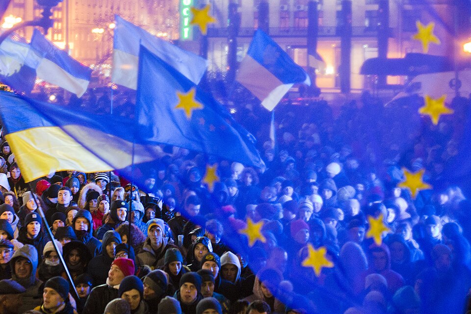Hundreds of thousands of Ukrainians fill Maidan square during the 2013-2014 Euromaidan protests